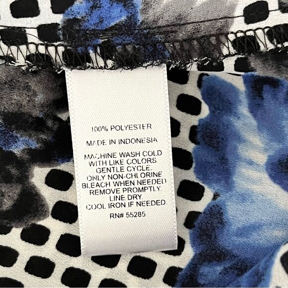 Express Portofino Shirt Size Small Polka Dot Blue Floral Button Up Office Top - Picture 7 of 7